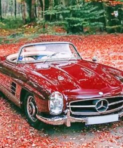 Vintage Mercedes Roadster Maroon paint by number