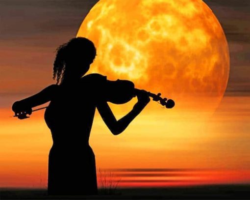 Violinist Moon Silhouette paint by number