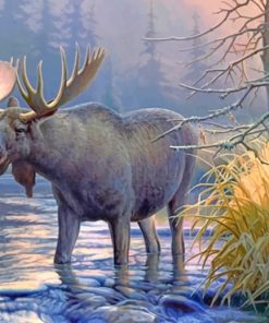 Wildlife Lake Moose paint by number