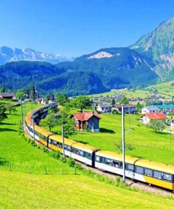 Golden Pass Scenic Train Running Between Lucerne And Interlaken paint by numbers