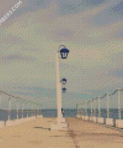 White lamp Post Near Ocean diamond paintings