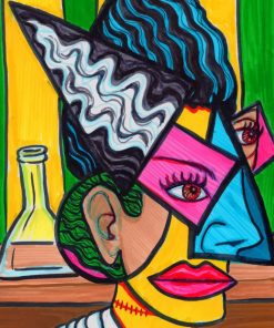 Girl Portrait Cubism Style paint by numbers