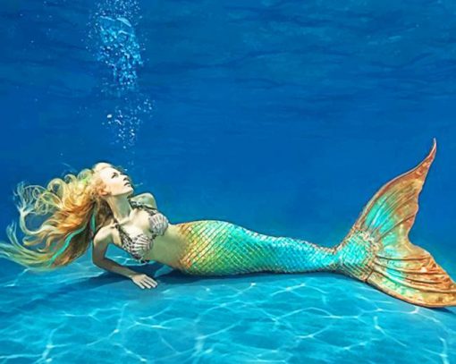 Mermaid Swimming Deep paint by numbers