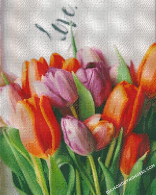 orange and purple tulips diamond paintings