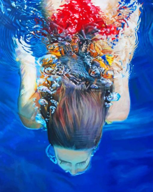 Girl Swimming Underwater paint by numbers