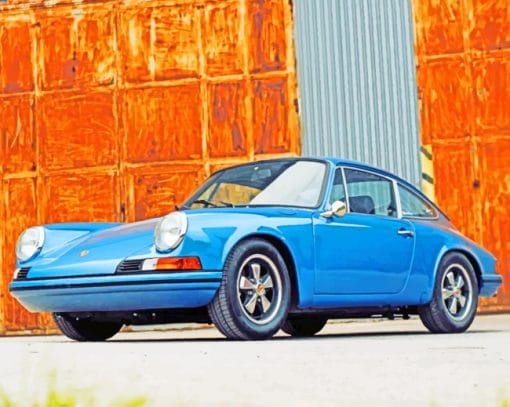 Blue Porsche Car paint by numbers