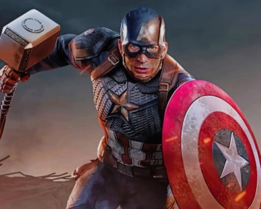 Captain America Hero Chris Evans War Hammer paint by numbers