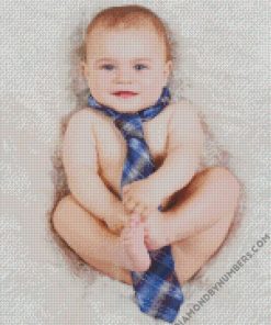 Cute White Baby With Tie diamond paintings