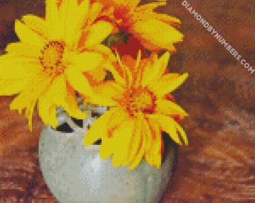 Decoration Vase With Yellow Flowers diamond paintings