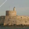 Greece Lighthouses Agios Nikolaos fortress on the diamond paintings