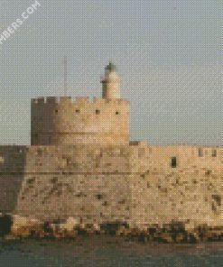 Greece Lighthouses Agios Nikolaos fortress on the diamond paintings