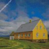 Iceland Houses Yellow Clouds diamond paintings