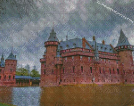 Netherlands Castles Pond DeHaar Castle diamond paintings
