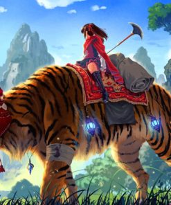 Titan Tiger With Girl Animation paint by numbers