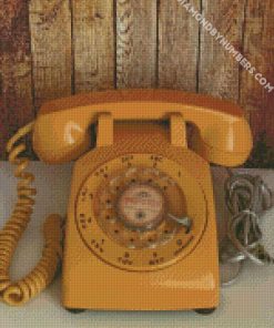 aesthetic vintage yellow phone diamond painting