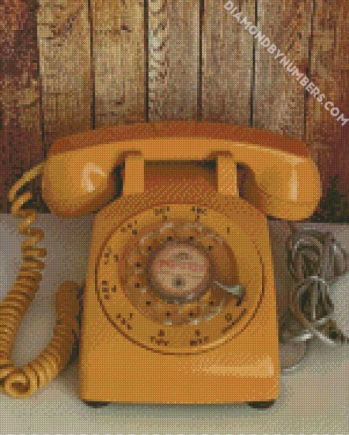 aesthetic vintage yellow phone diamond painting