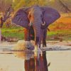 african elephant in water diamond paintings