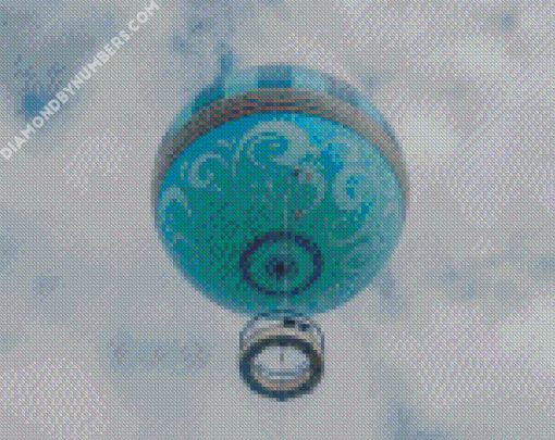 aquamarine hot air balloon rises into puffy clouds diamond paintings