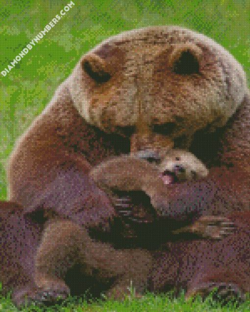 bear cub and mom diamond painting