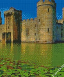 bodiam castle with green lake diamond paintings