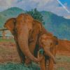mommy and baby elephant diamond painting