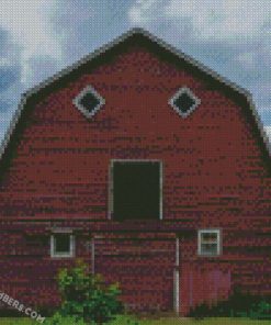 red wooden barn diamond painting