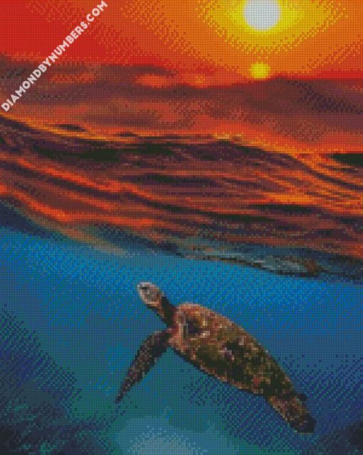 sea turtle sunset diamond painting
