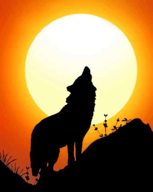 Wolf Silhouette paint by numbers