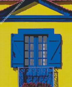 yellow and blue house diamond paintings