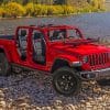 Red Convertible Jeep paint by numbers