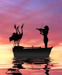 Bird And Violinist Silhouette