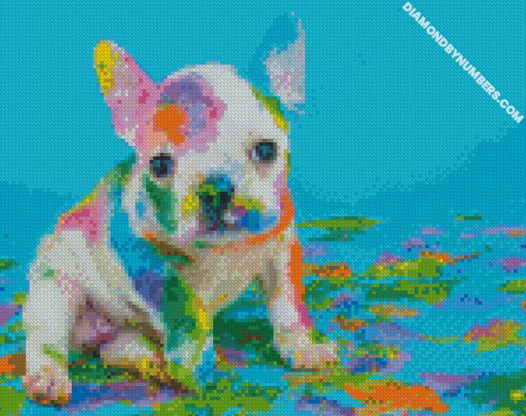 Colorful Puppy Dog - Animals 5D Diamond Paintings - DiamondByNumbers -  Diamond Painting art