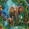 Elephants in The Jungle diamond painting