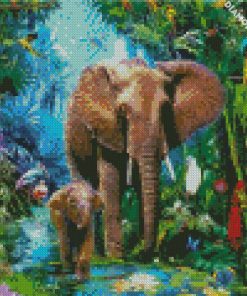 Elephants in The Jungle diamond painting