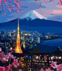 Tokyo tower and Mt. Fuji paint by numbers