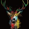 Colored Deer in Dark paint by numbers