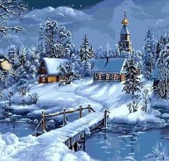 WINTER IN THE VILLAGE Paint by number