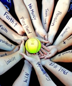 Softball Surrounded With Hands Paint By Numbers