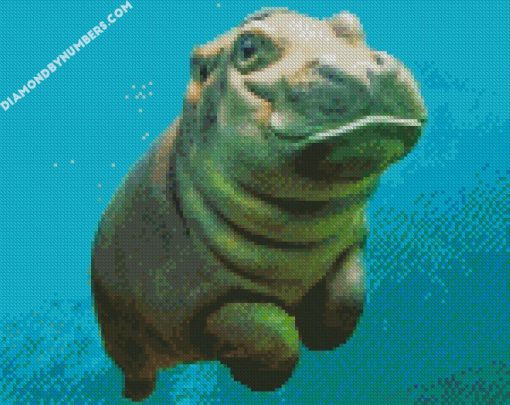 Swimming Hippo diamond painting