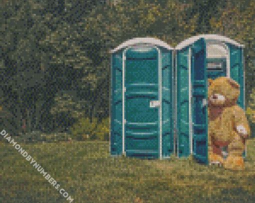 Teddy Bear In Cabin diamond painting