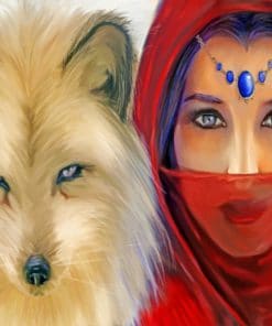 Woman And White Wolf Paint By Numbers