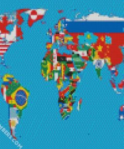 World Map With Flags diamond painting