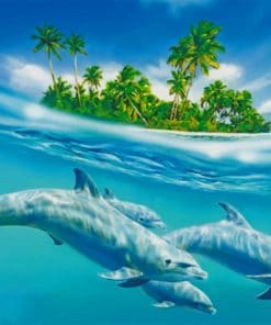 Dolphins Swimming Under Water paint by numbers