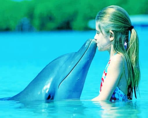 Girl Kissing A Dolphin paint by numbers