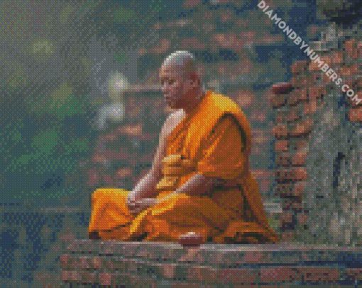 meditation monk diamond painting