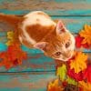Orange Cat And Fall Leaves paint by numbers