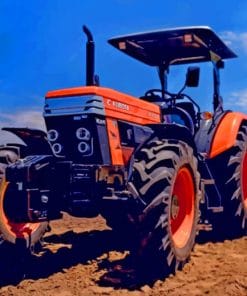 Red Kubota Tractor paint by numbers