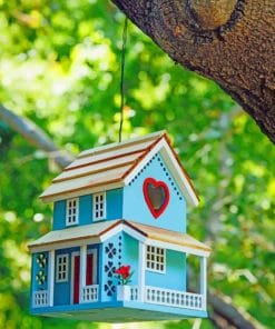 Tiny Blue Birds House paint by numbers
