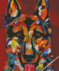 Colorful German Shepherd Dog diamond painting