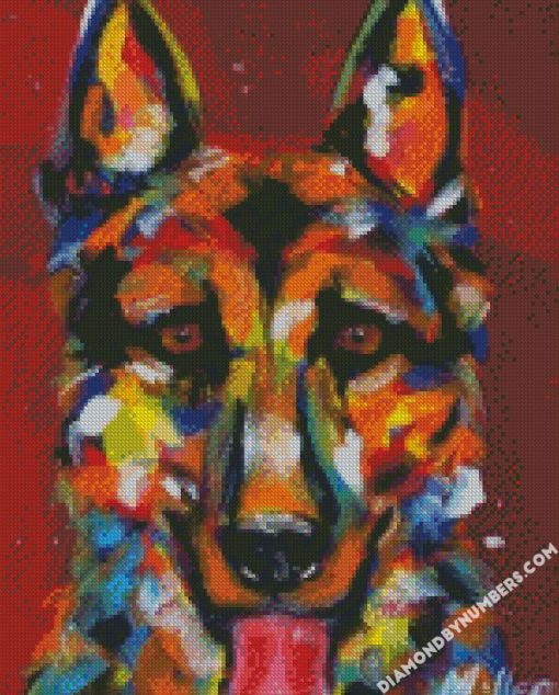 Colorful German Shepherd Dog diamond painting